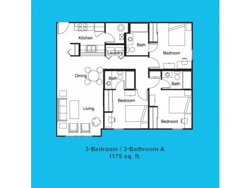 Floor Plan Layout ... 3 Bedrooms & 3 Bathrooms