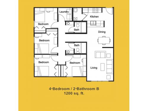 Floor Plan Layout ... 4 Bedrooms & 2 Bathrooms