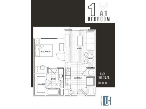 Floor Plan Layout ... 1 Bedroom x 1 Bathroom