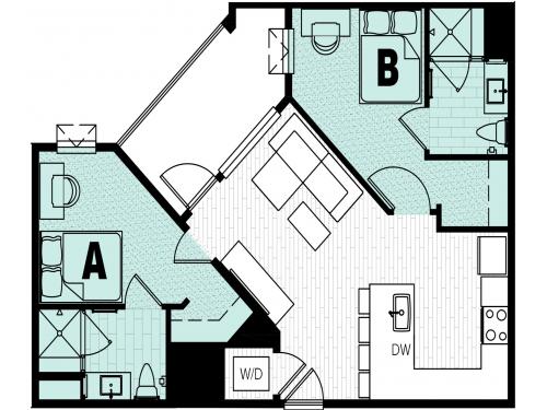 Floor Plan Layout ... Emerald 2 Balcony 2x2 905 SF