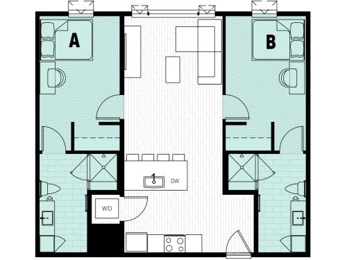 Floor Plan Layout ... Emerald 3 Juliet Balcony 2x2 945 SF