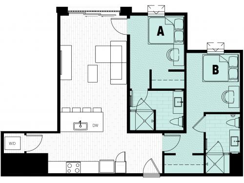 Floor Plan Layout ... Emerald 4 Juliet Balcony 2x2 953 SF Star floor plan has Pool View