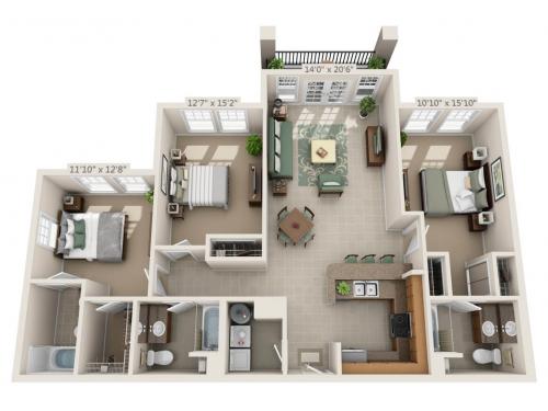 Campus View Place Gainesville Floor Plan Layout