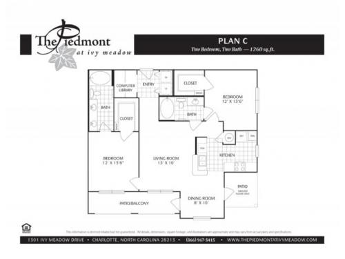 The Piedmont at Ivy Meadow Charlotte Floor Plan Layout