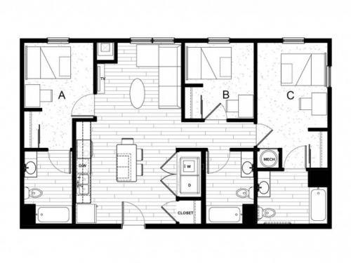 Latitude on Hillsborough Raleigh Floor Plan Layout