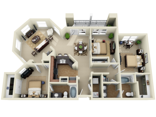 The Suites at Overton Park Lubbock Floor Plan Layout