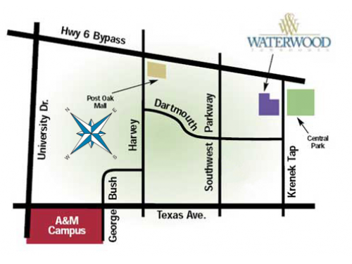 Waterwood Townhomes at Central Park College Station Nearby Conveniences