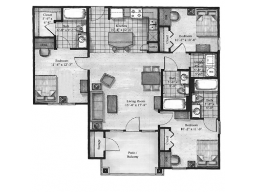 Villagio Apartments San Marcos Floor Plan Layout