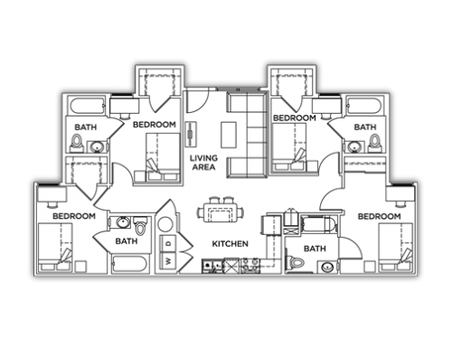 U Club Townhomes on Marion Pugh College Station Floor Plan Layout