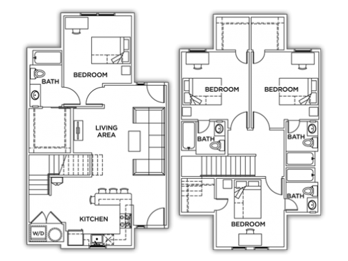 U Club Townhomes on Marion Pugh College Station Floor Plan Layout